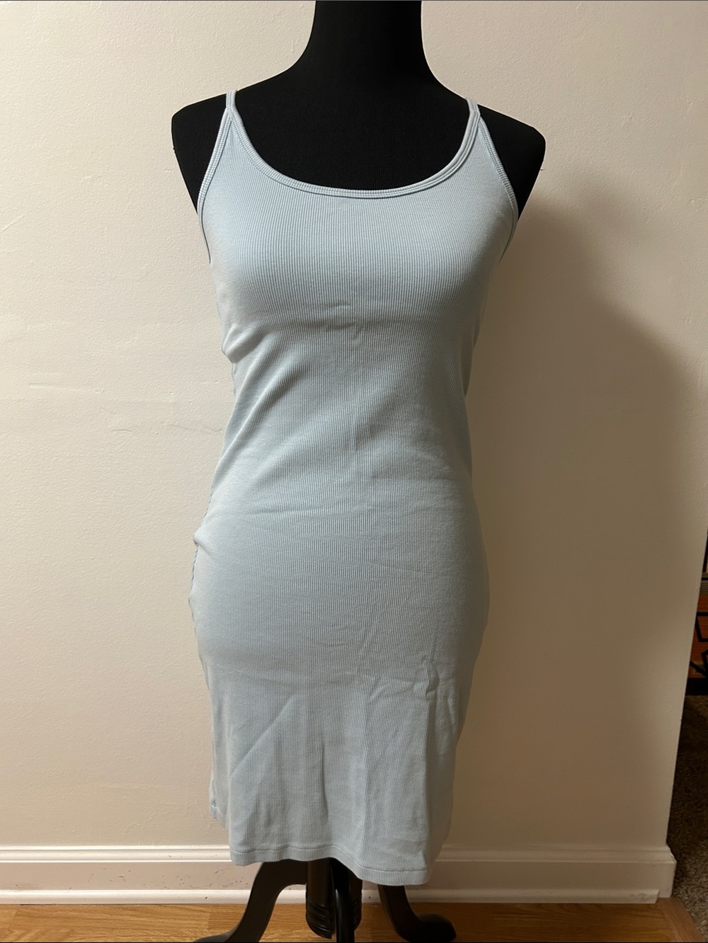 Old Navy Light Blue Ribbed Spaghetti Strap Dress